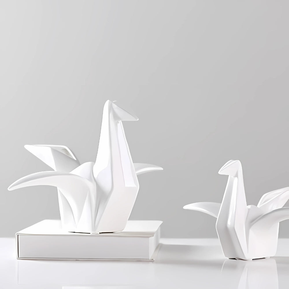 Origami-Inspired Ceramic Bird Statue