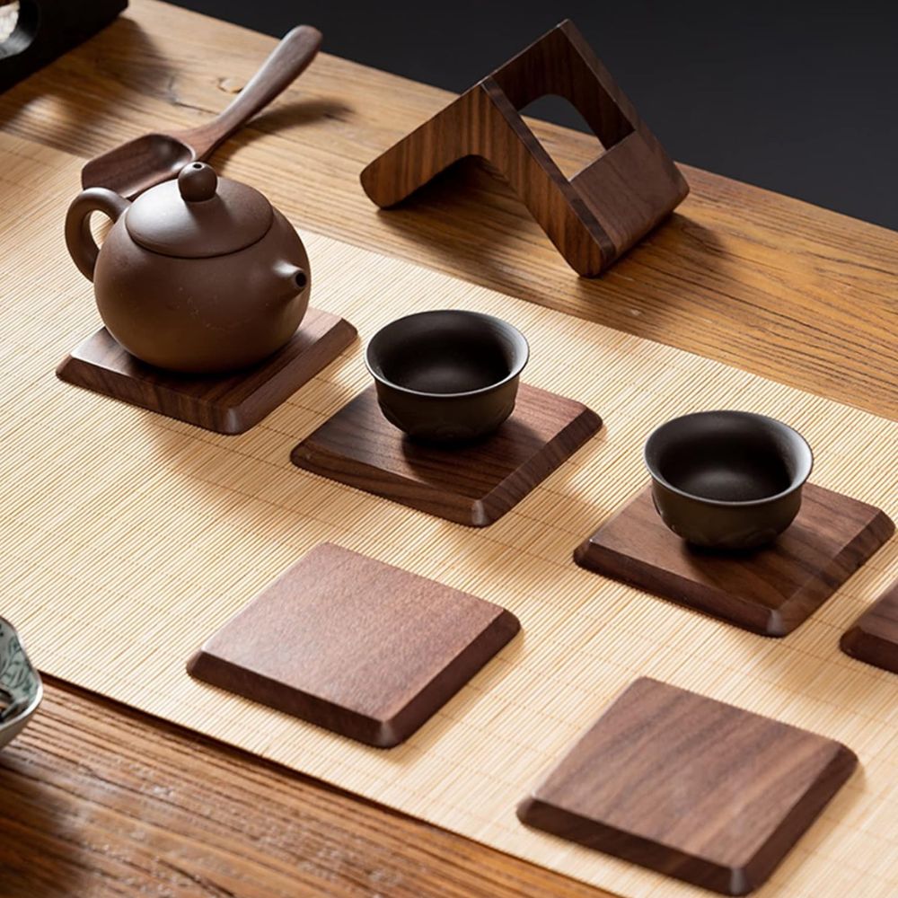 Sleek Stack Wooden Coaster Set | 6pcs