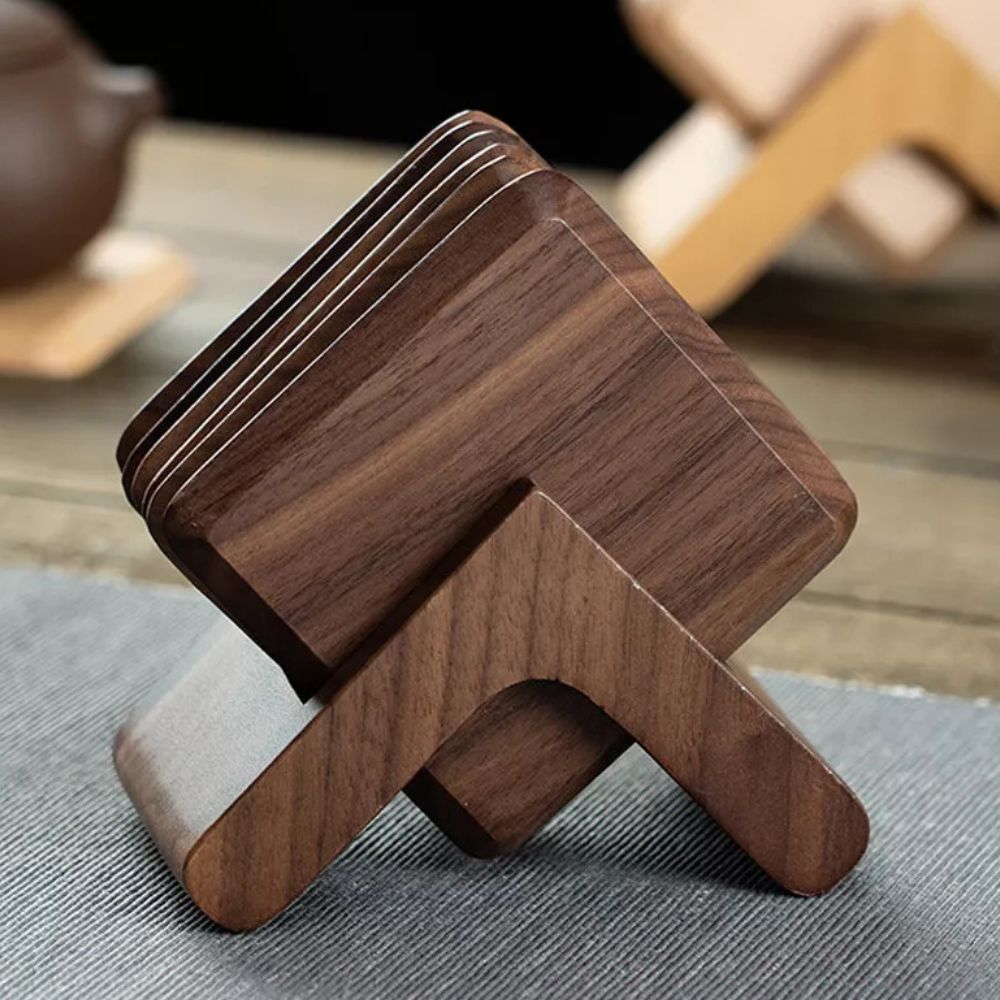 Sleek Stack Wooden Coaster Set | 6pcs