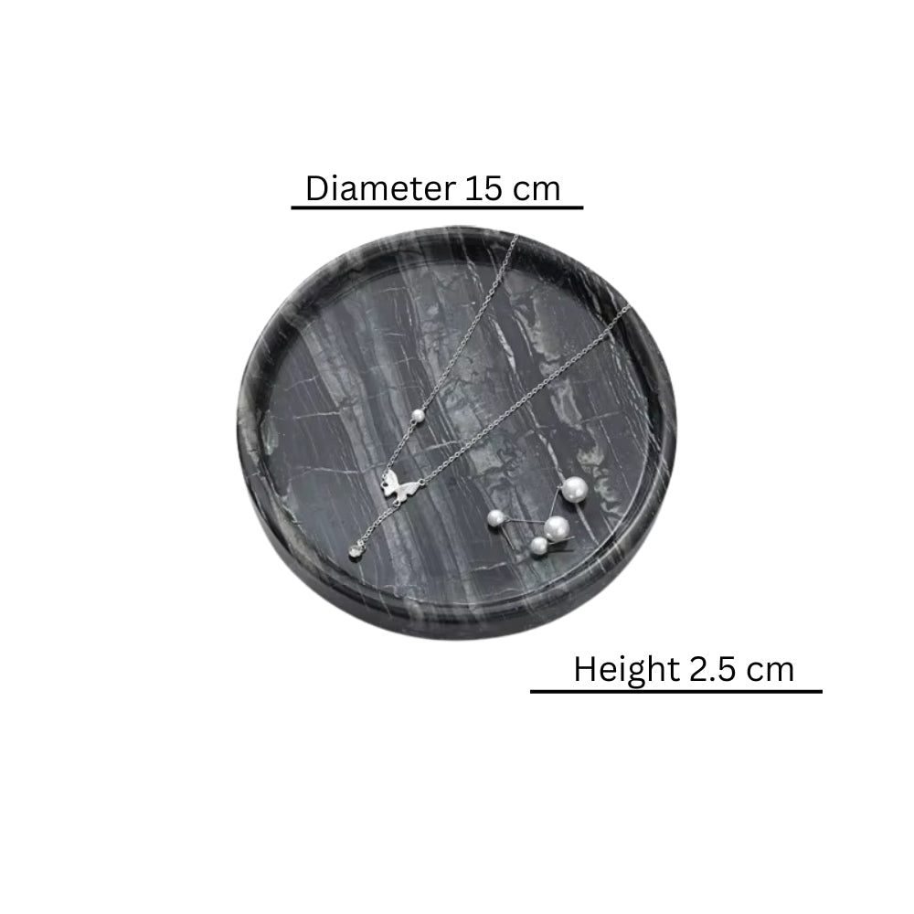 Circular Black Marble Jewellery Tray