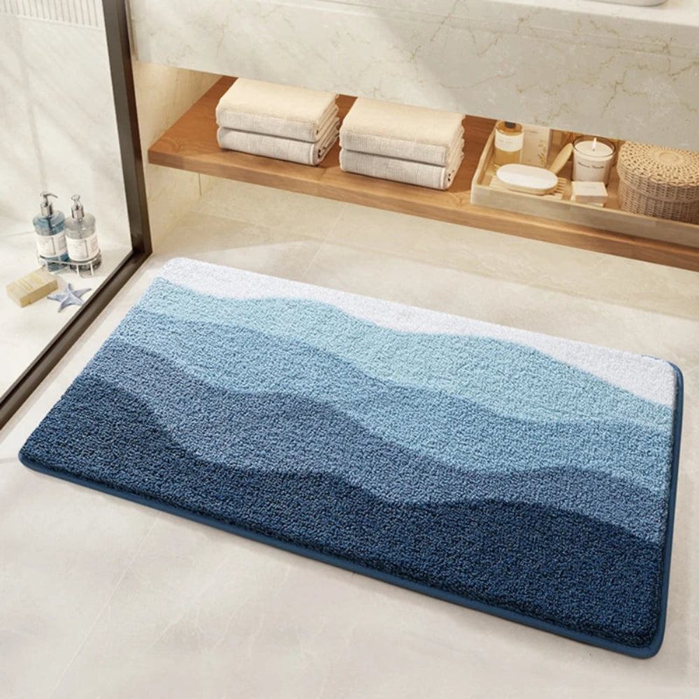 Coastal Wave Pattern Non-Slip Bath Mat