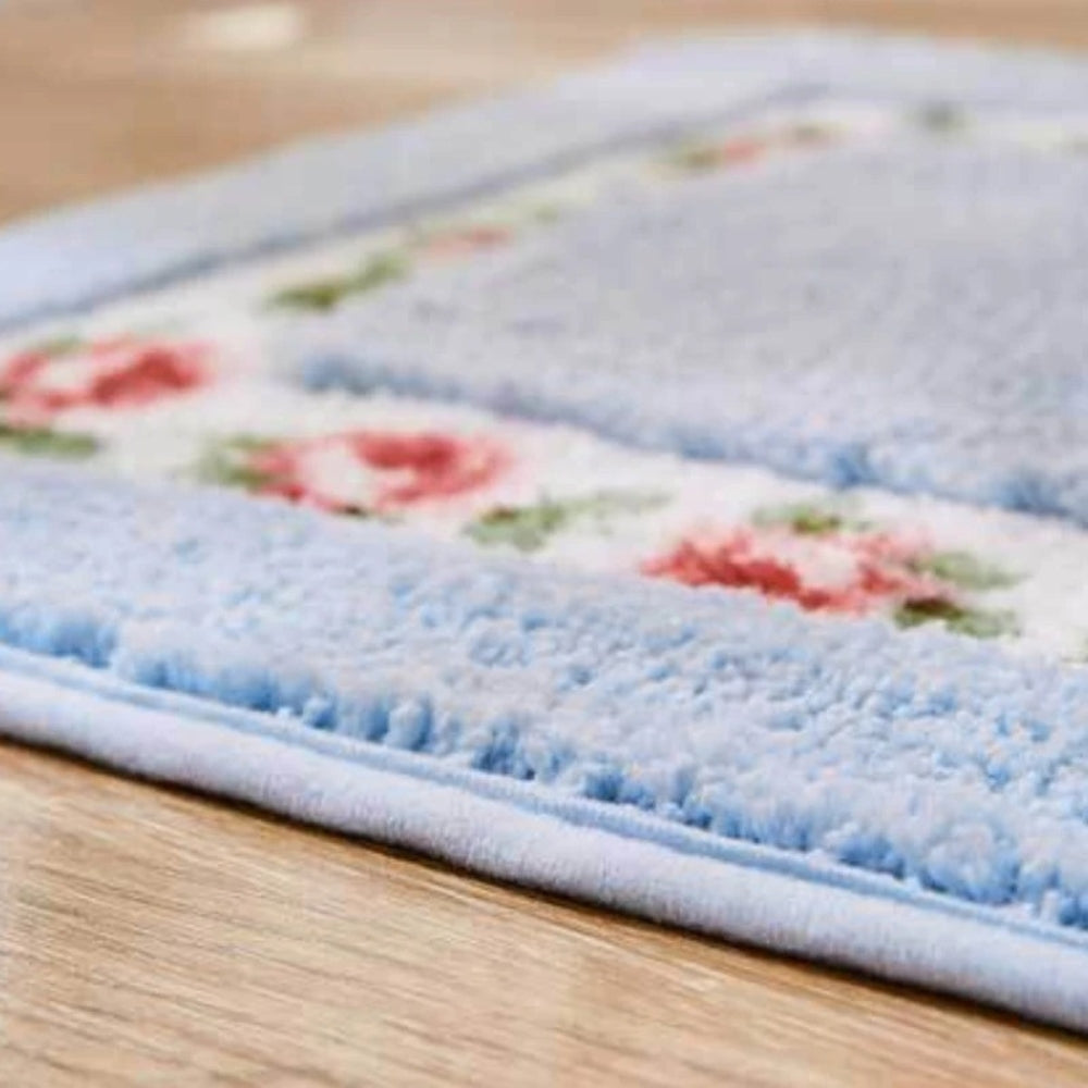 Floral Oval Plush Bath Mat