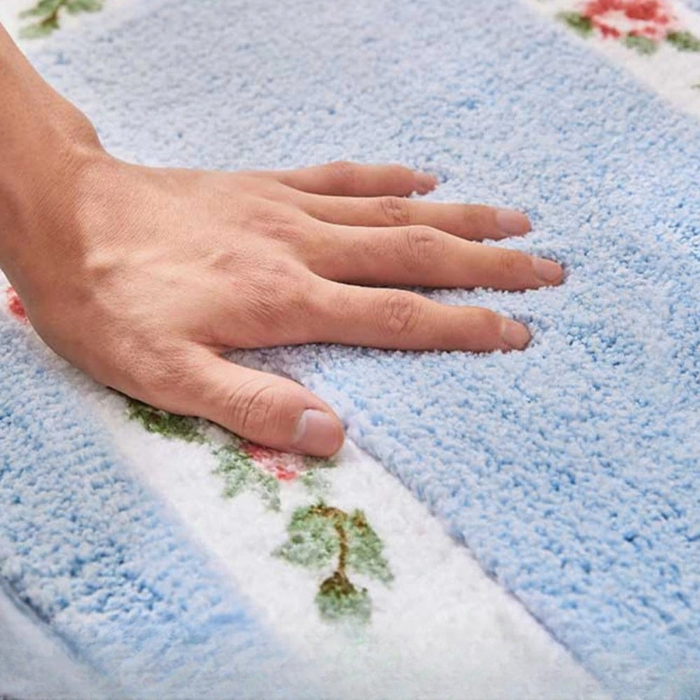 Floral Oval Plush Bath Mat