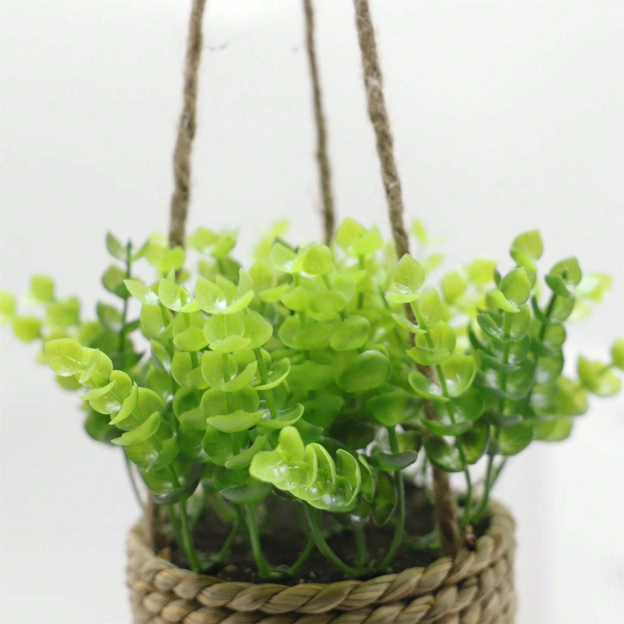 Leafara Hanging Artificial Plant In Woven Basket Pot