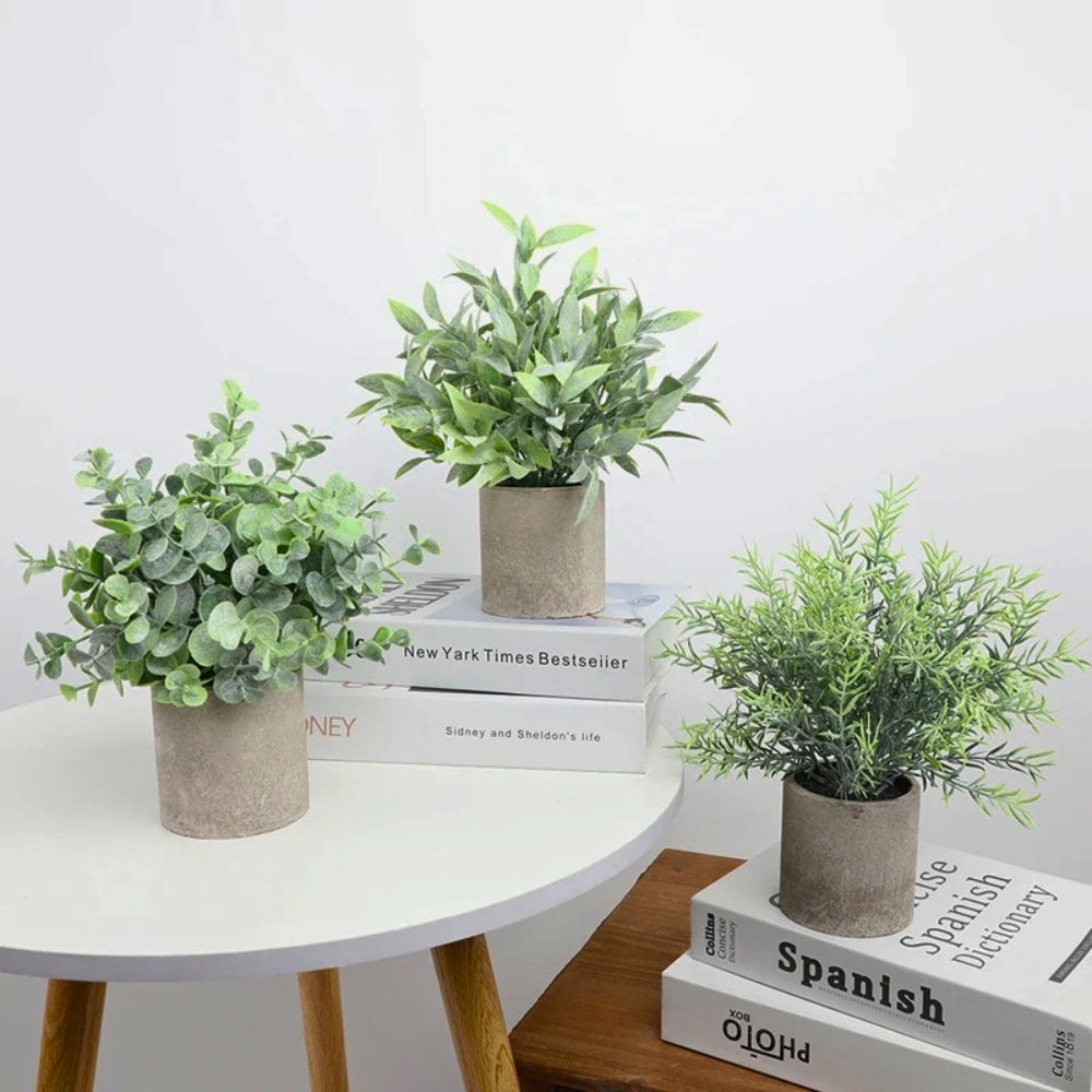 Leafora Artificial Plants in Modern Pots Decor | 3pcs Set