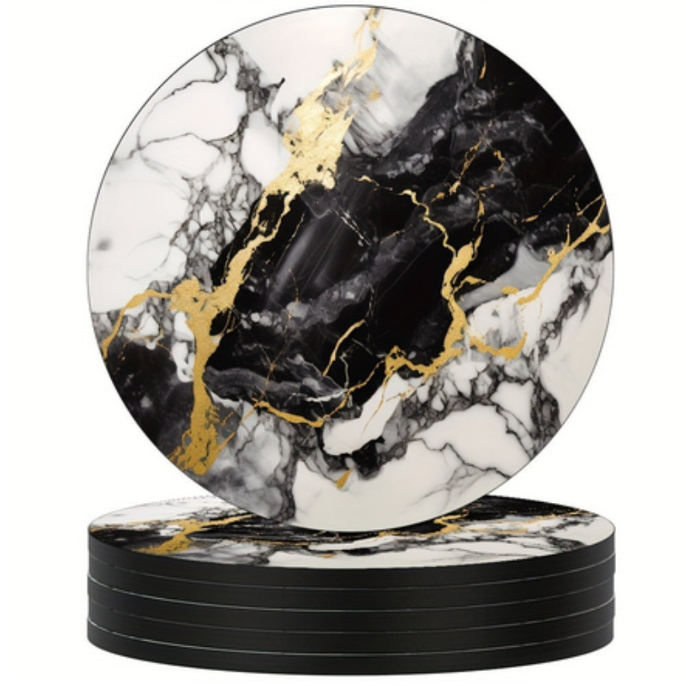 Luxury Marble Effect Drink Coasters | 5pcs Set