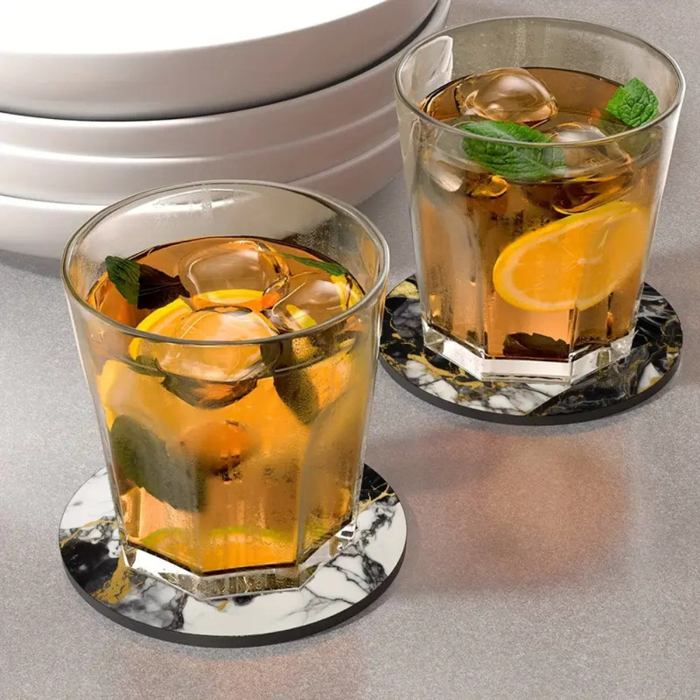 Luxury Marble Effect Drink Coasters | 5pcs Set