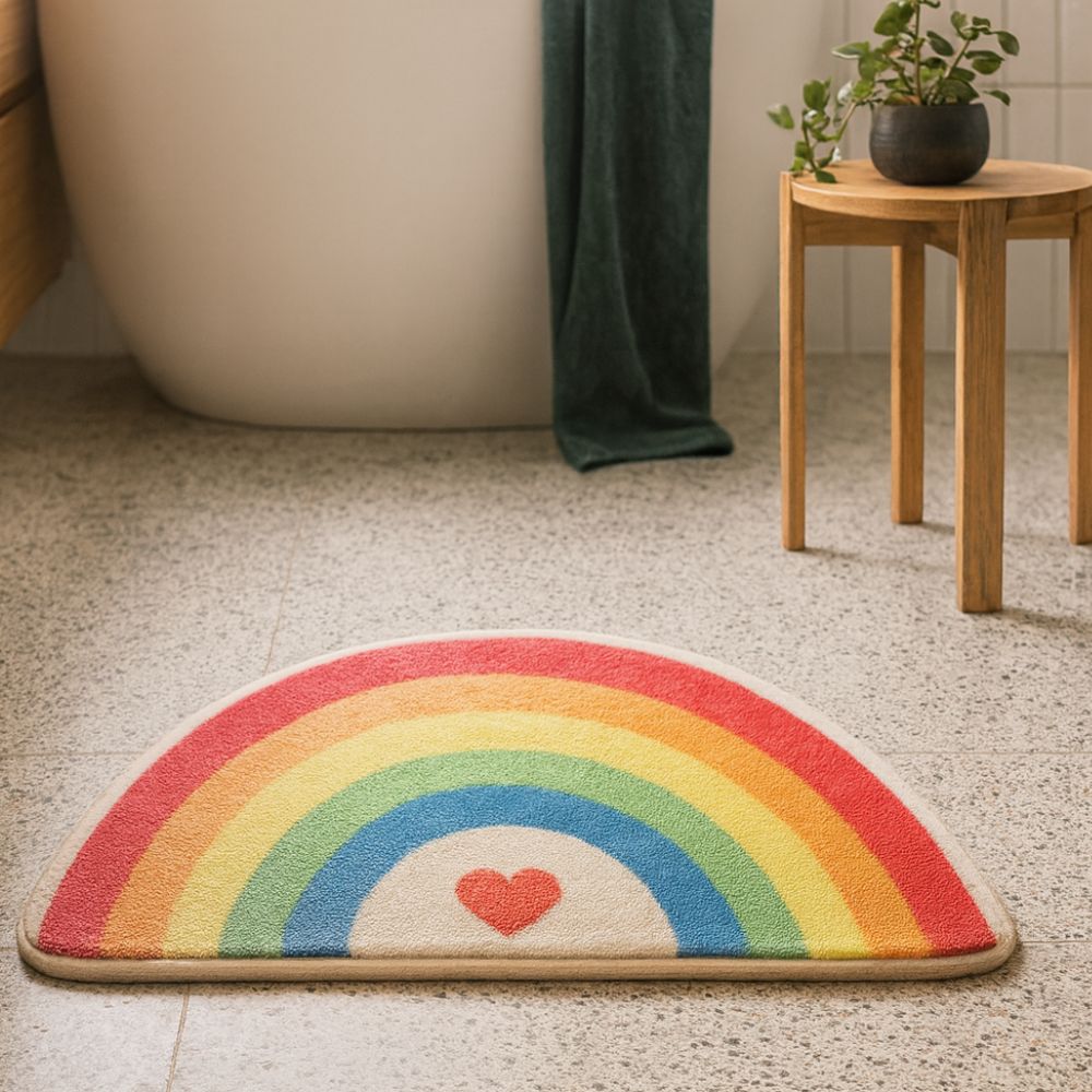 Rainbow Glow Half-Moon Bath Mat