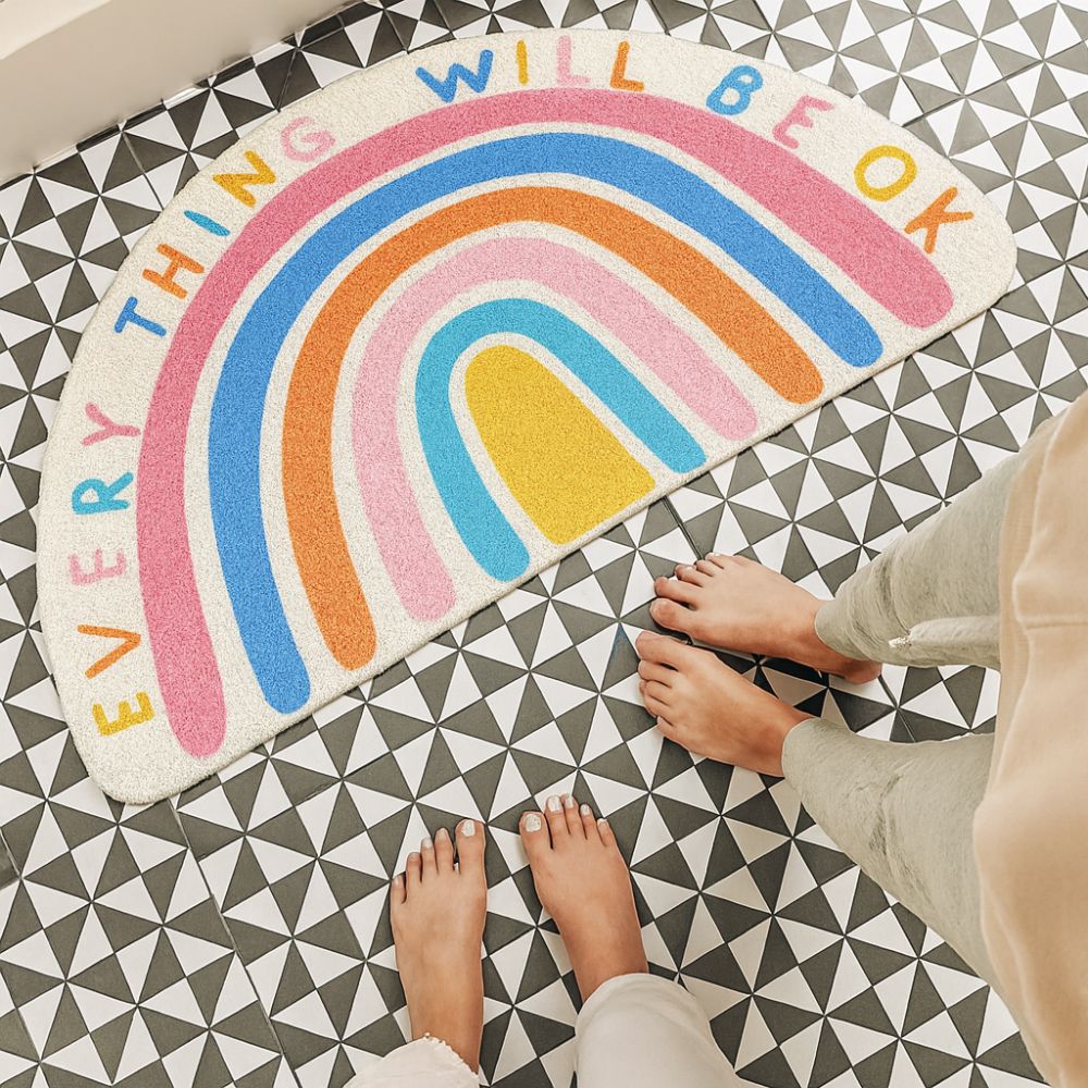 Rainbow Glow Half-Moon Bath Mat