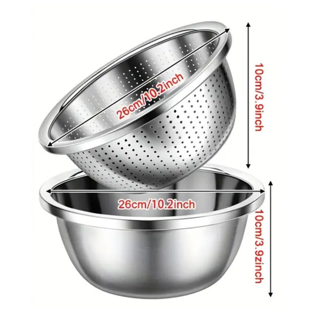 Rinse Mix Stainless Colander Duo Set