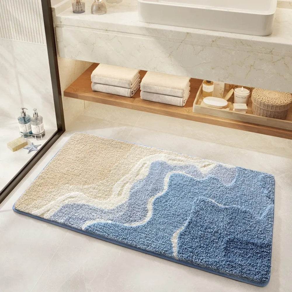 Seaside Footprint Pattern Bath Mat