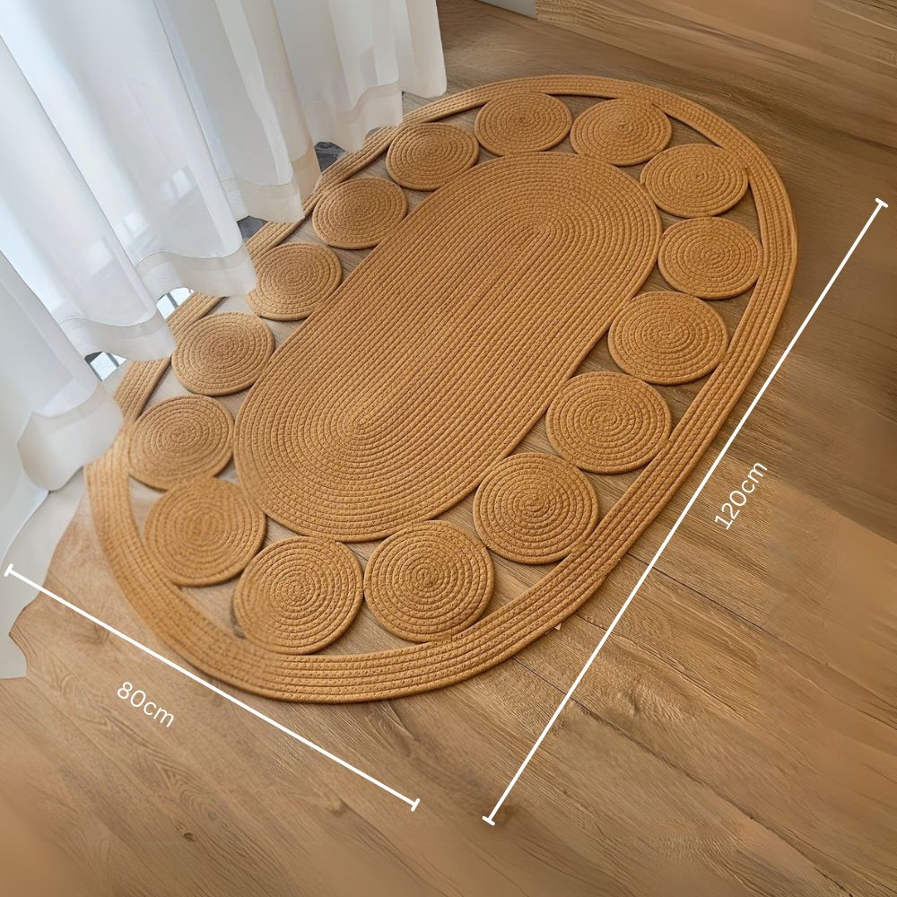 Sun Spiral Oval Boho Rug