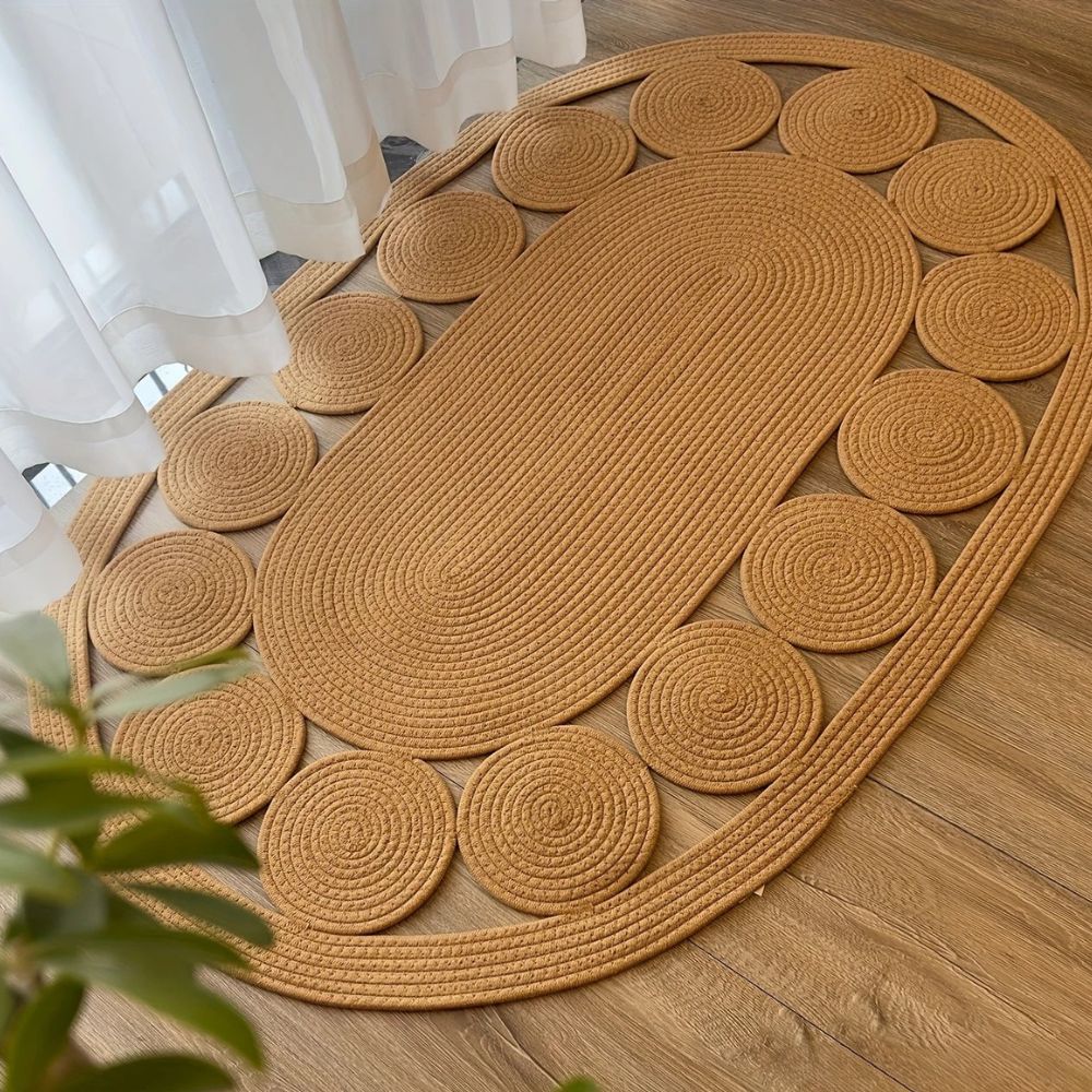 Sun Spiral Oval Boho Rug