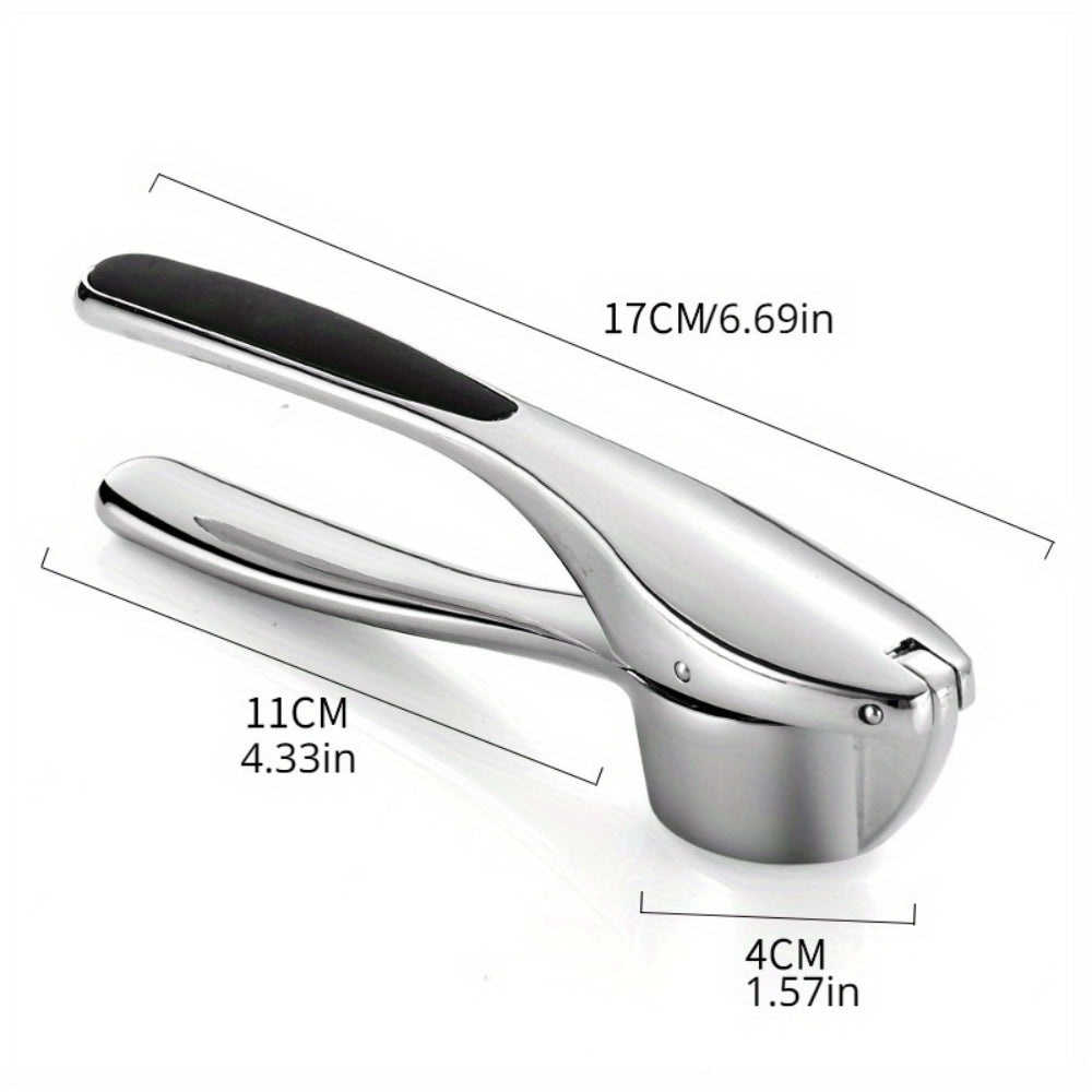 Minimalist Stainless Garlic Squeezer with Non-Slip Handle