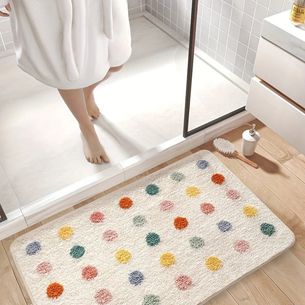 Tufted Plush Polka Dot Bath Mat