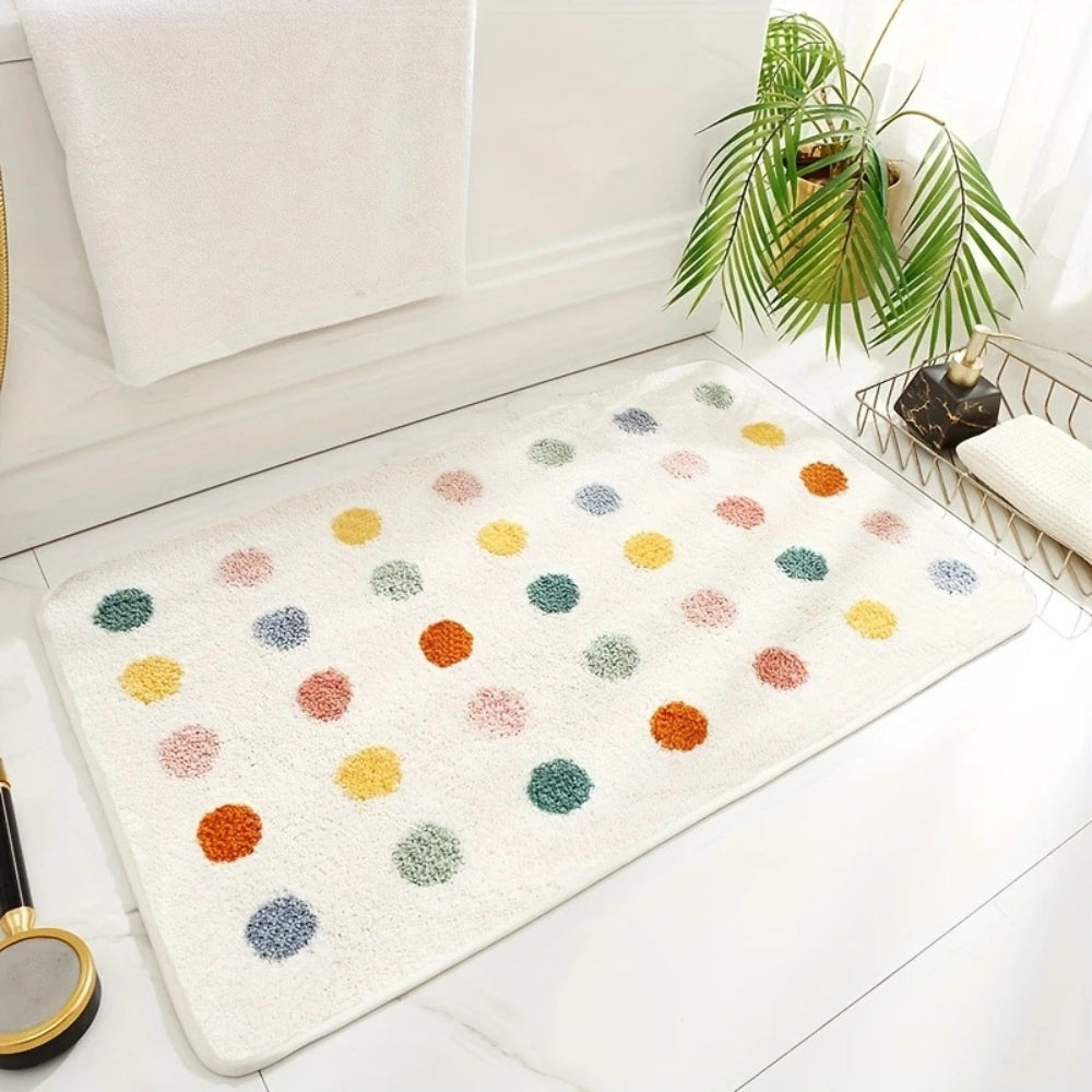 Tufted Plush Polka Dot Bath Mat