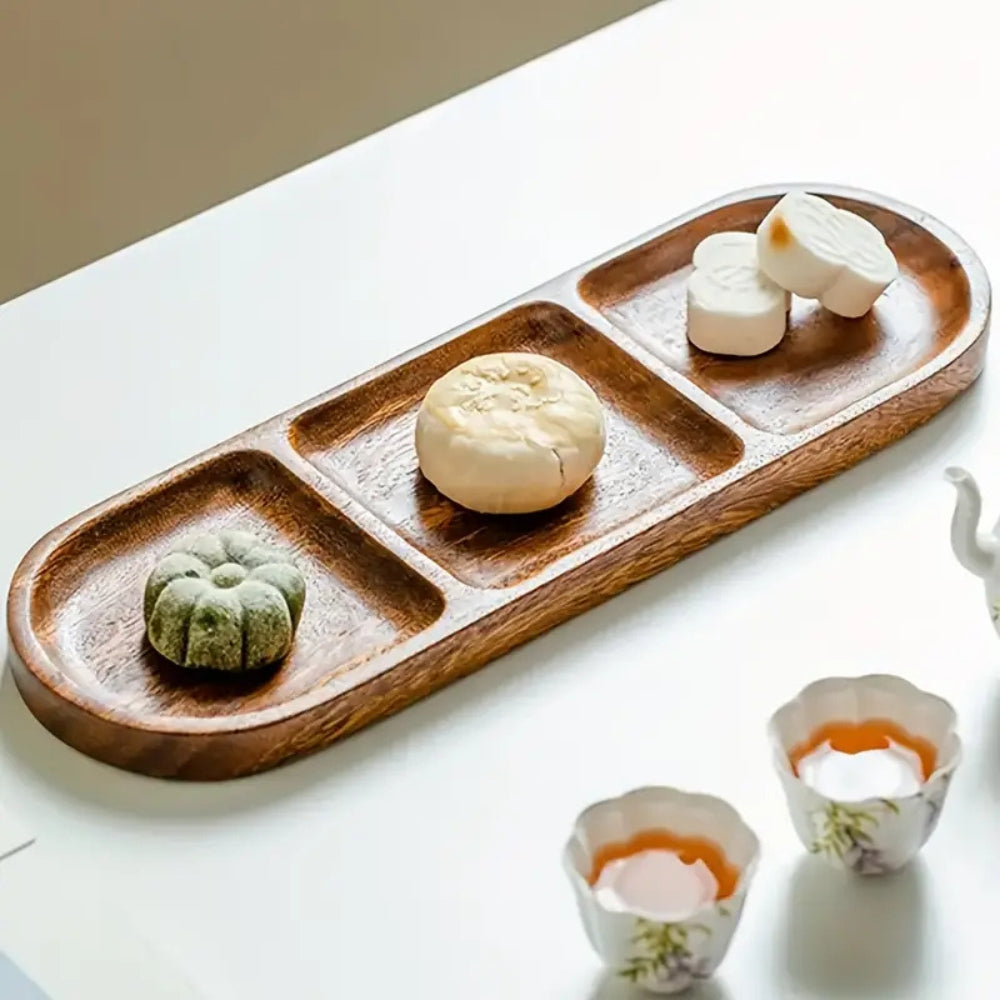 Vivid Wooden Compartment Serving Tray