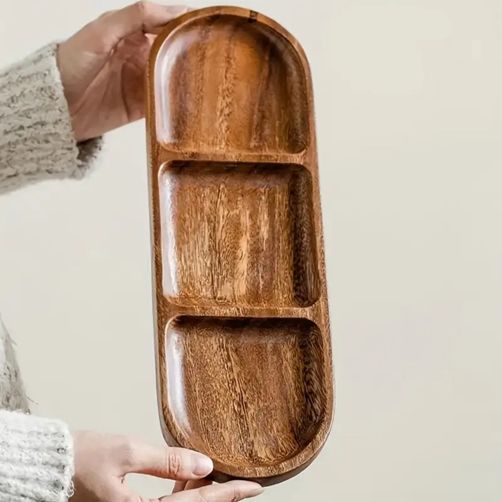 Vivid Wooden Compartment Serving Tray