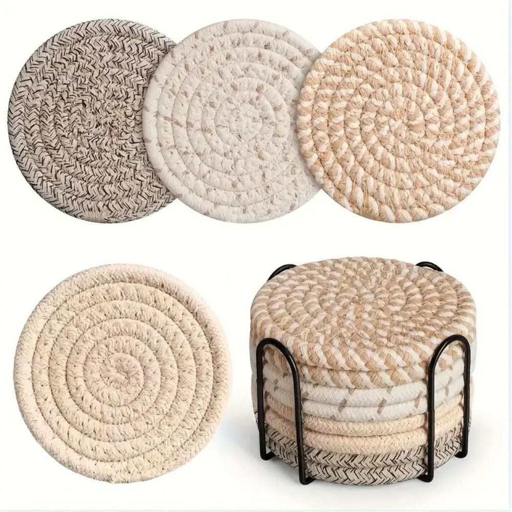 Woven Whirl Coaster Set | 8Pcs Set