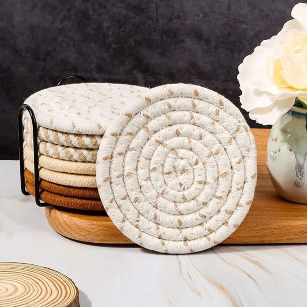 Woven Whirl Coaster Set | 8Pcs Set