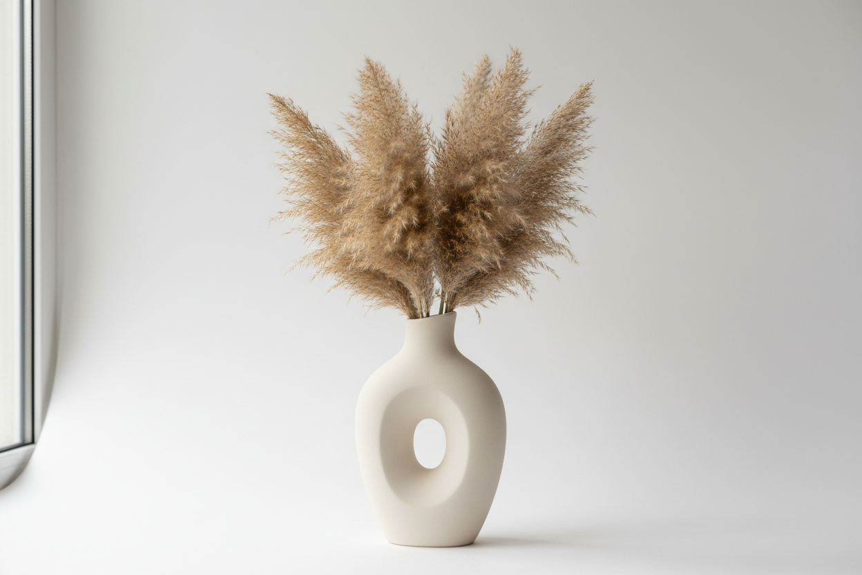 Ceramic vase with pampas grass