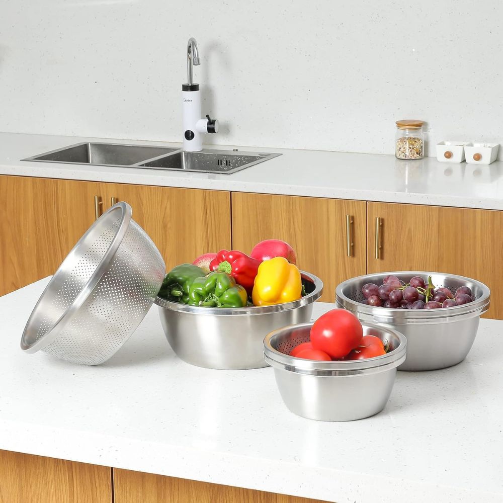 Rinse Mix Stainless Colander Duo Set