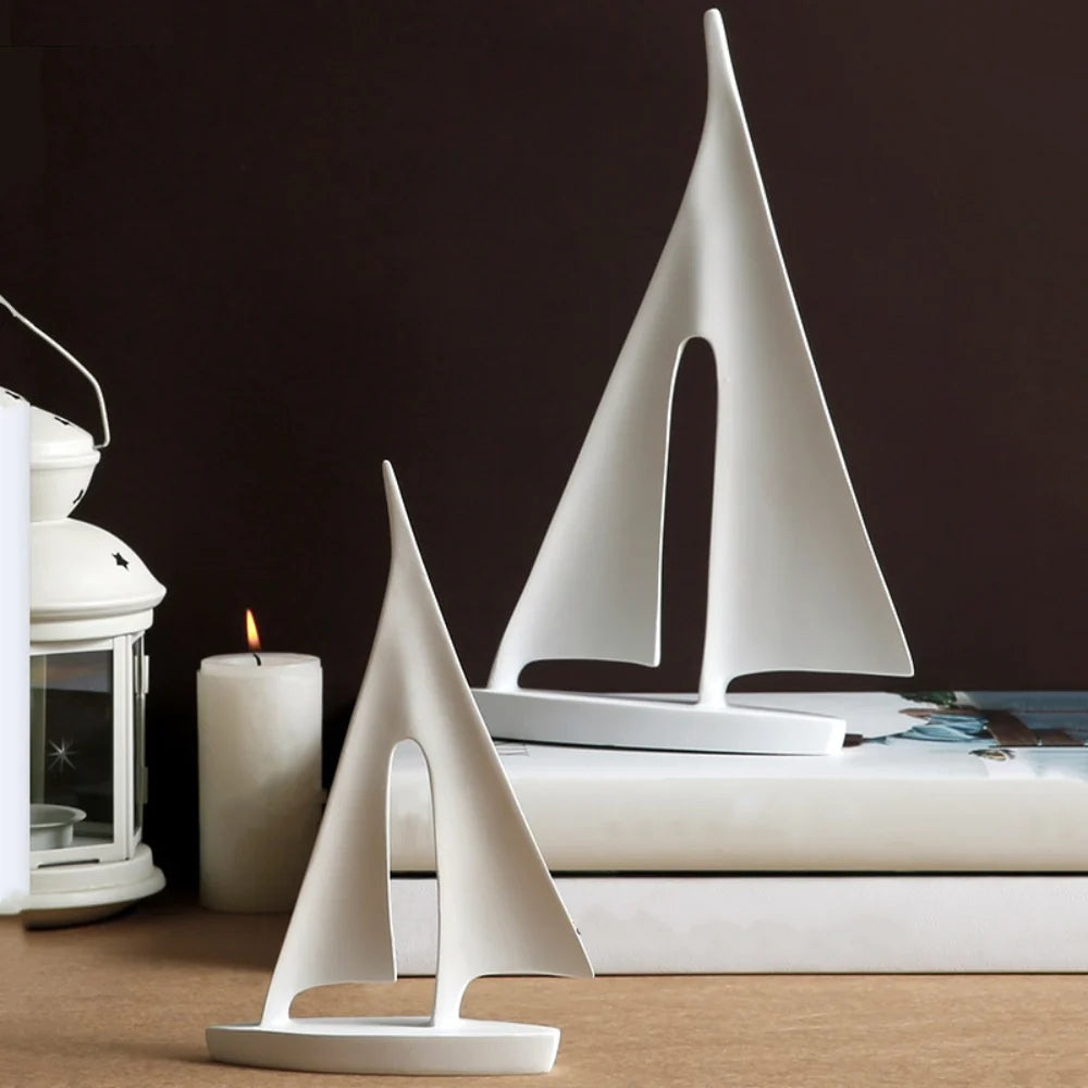 Minimalist Sailboat Inspired Table Decor Pair