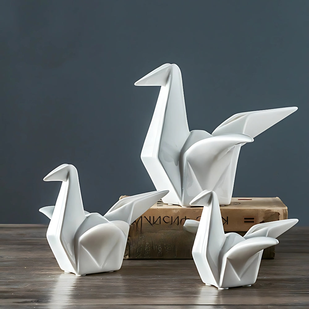 Origami-Inspired Ceramic Bird Statue