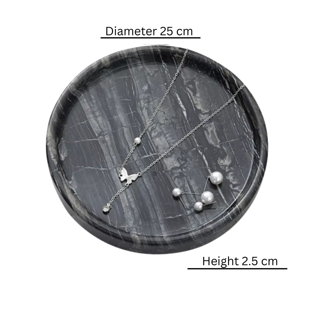 Circular Black Marble Jewellery Tray