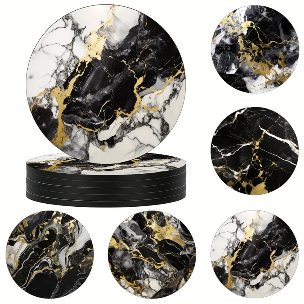Luxury Marble Effect Drink Coasters | 5pcs Set