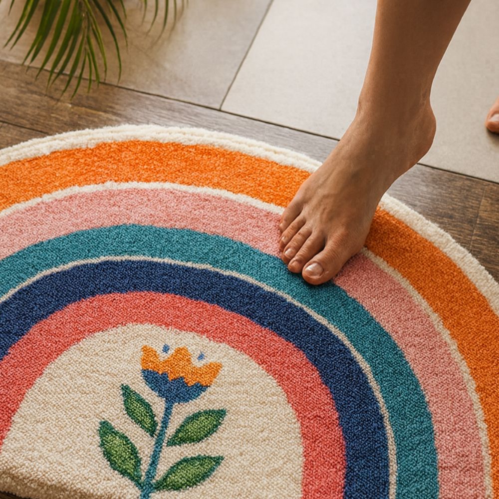 Rainbow Glow Half-Moon Bath Mat