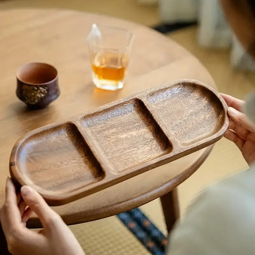 Vivid Wooden Compartment Serving Tray