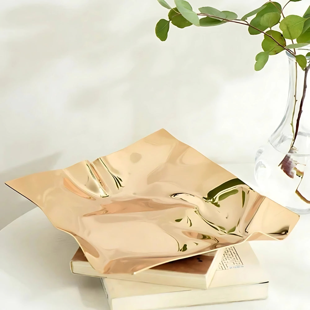 Wrinkled Stainless Steel Obsidian Tray