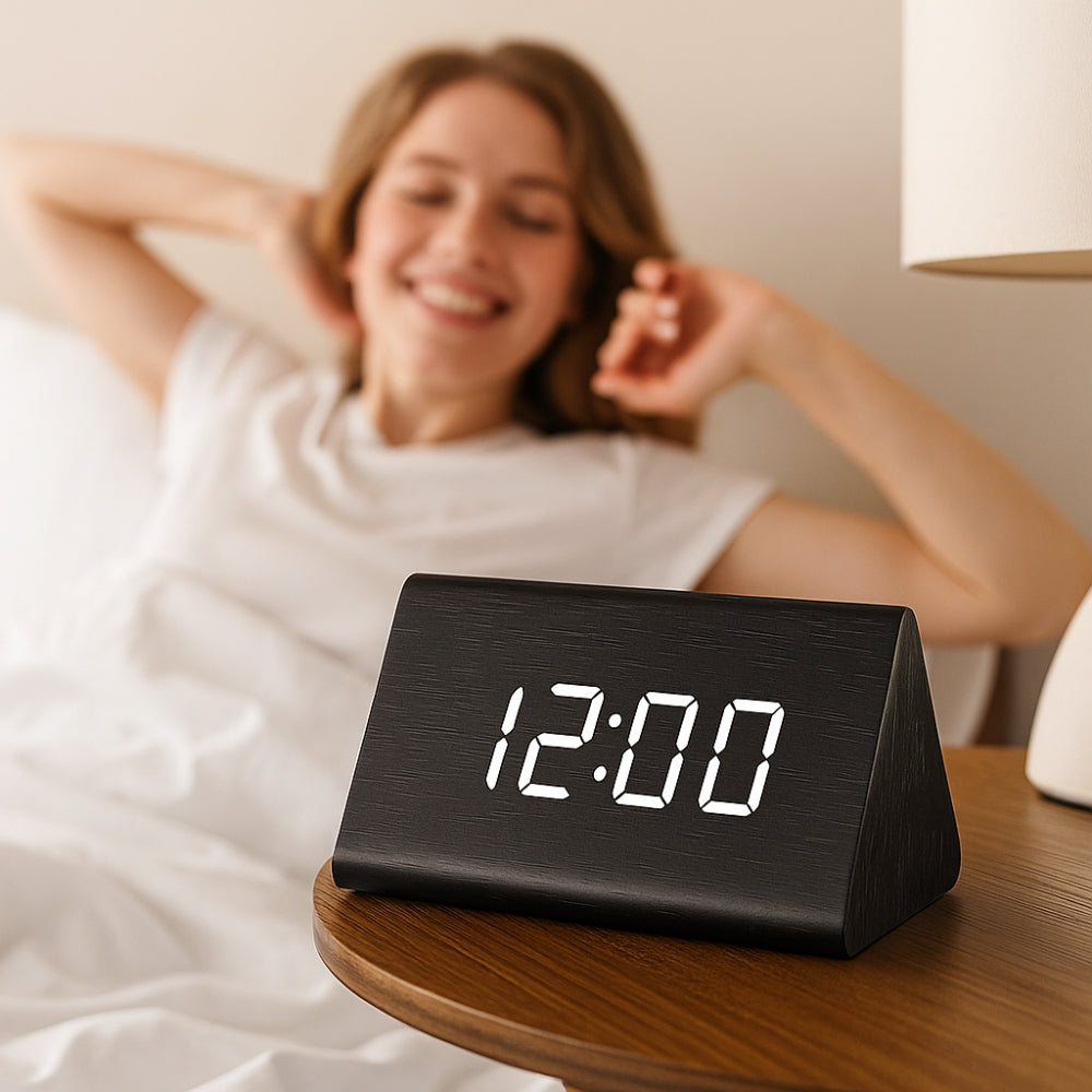 Elora Wooden LED Alarm Clock Digital Display